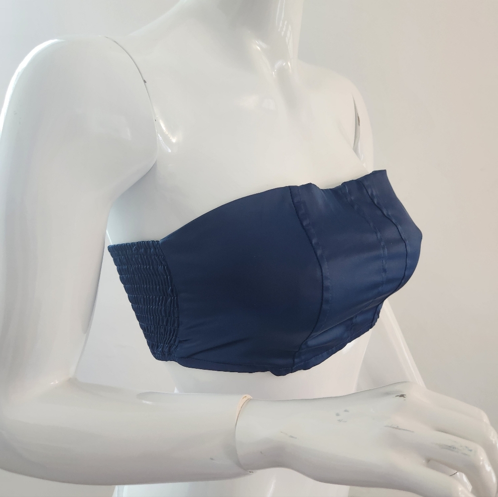 Valija Gitana Midnight Blue Strapless Bandeau Top Size Medium - Picture 3 of 15